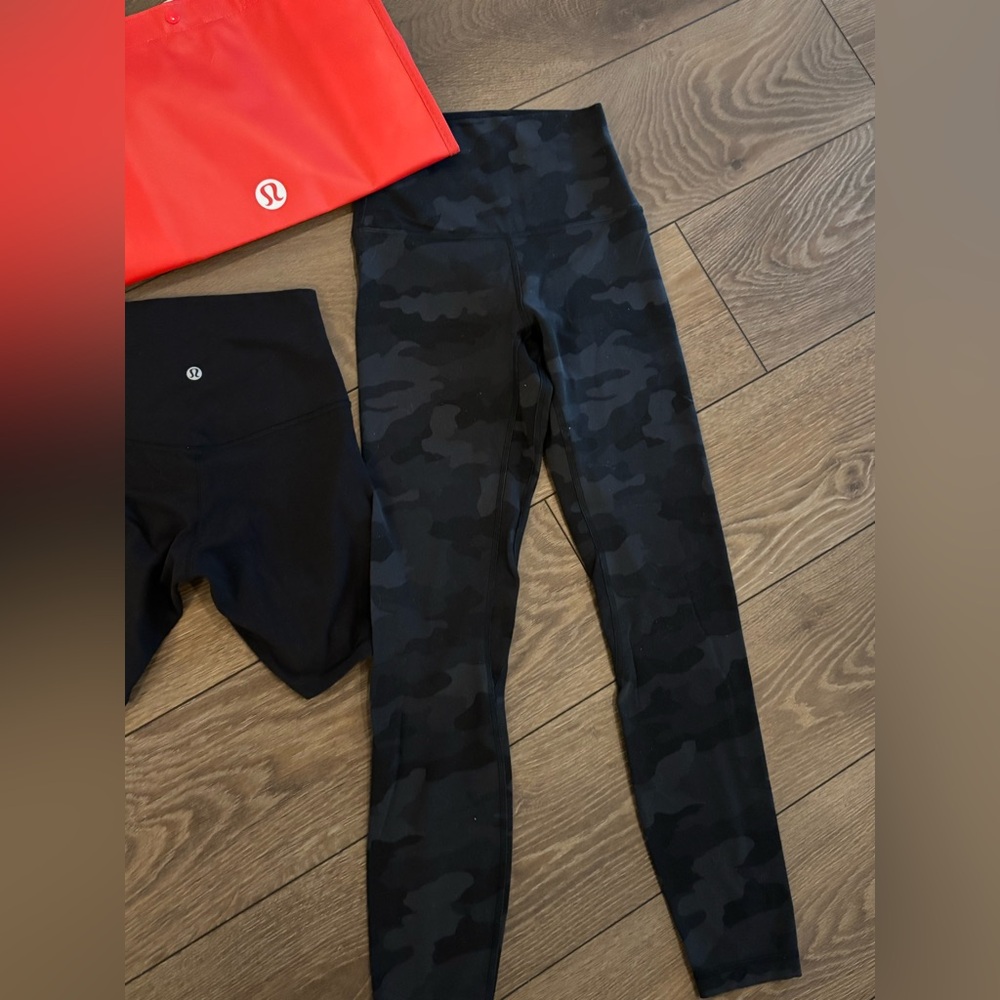 lululemon Camo Leggings and also a pair of biker shorts black size 2